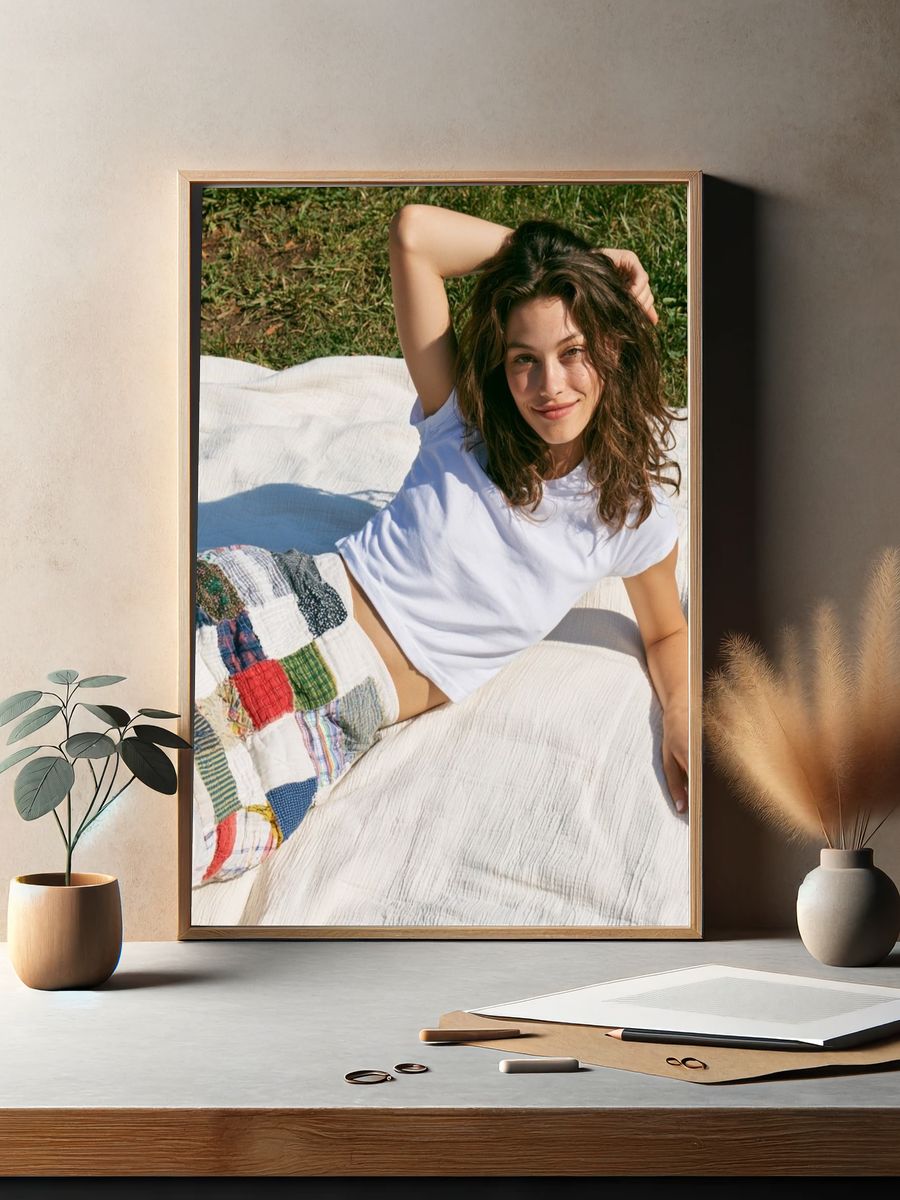 Sunlit Picnic Portrait Photography Poster. — room view 2