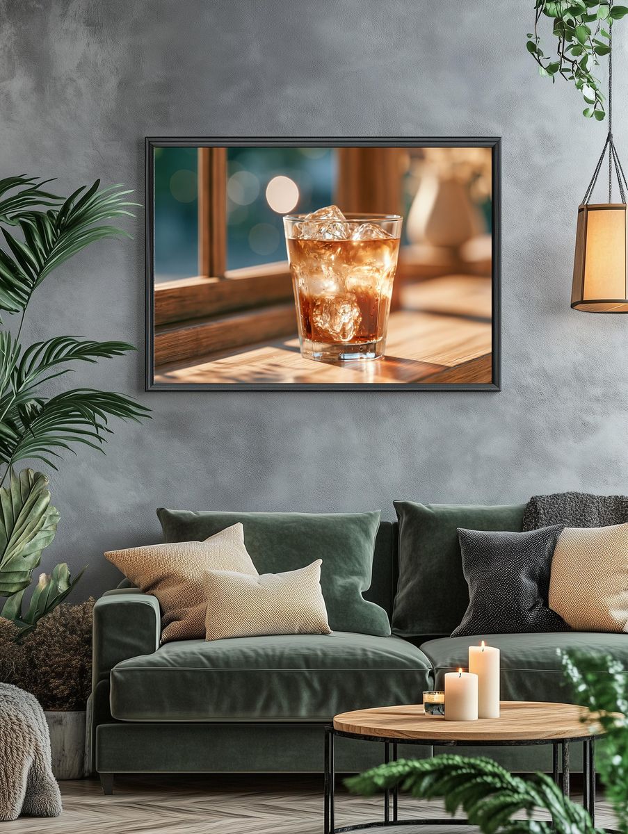 Whiskey on Ice Photography Poster. — room view 4