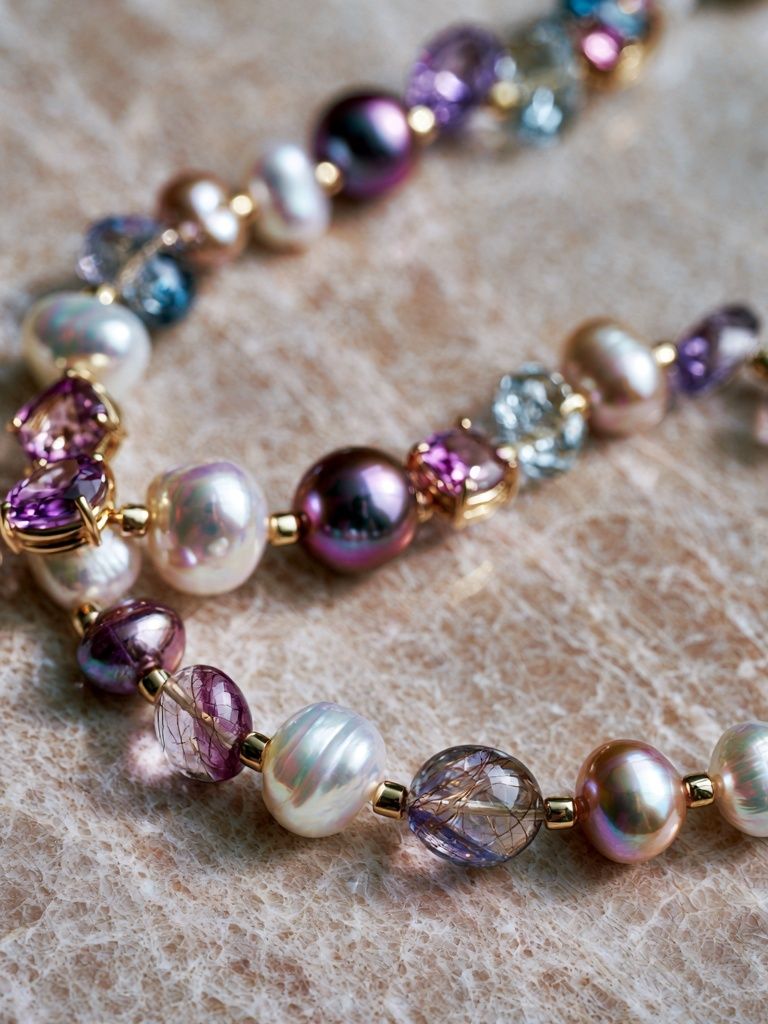 Pearl and Gem Necklace Photography Poster. poster — photography art