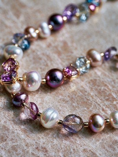 Pearl and Gem Necklace Photography Poster.