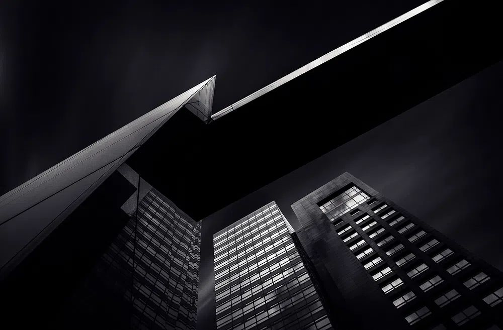 Monochrome City Towers Photography Poster. poster — photography art