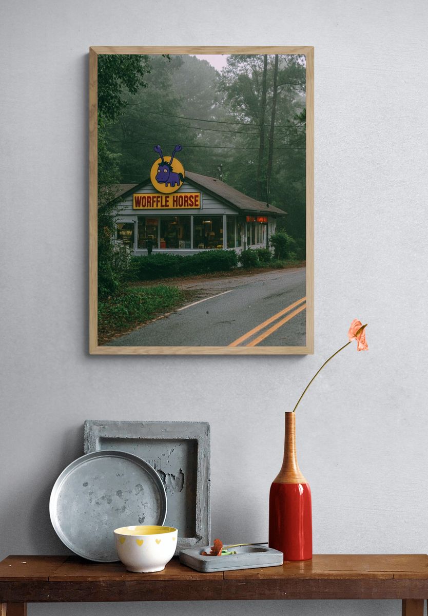 Worffle Horse Roadside Diner Photography Poster. — room view 3