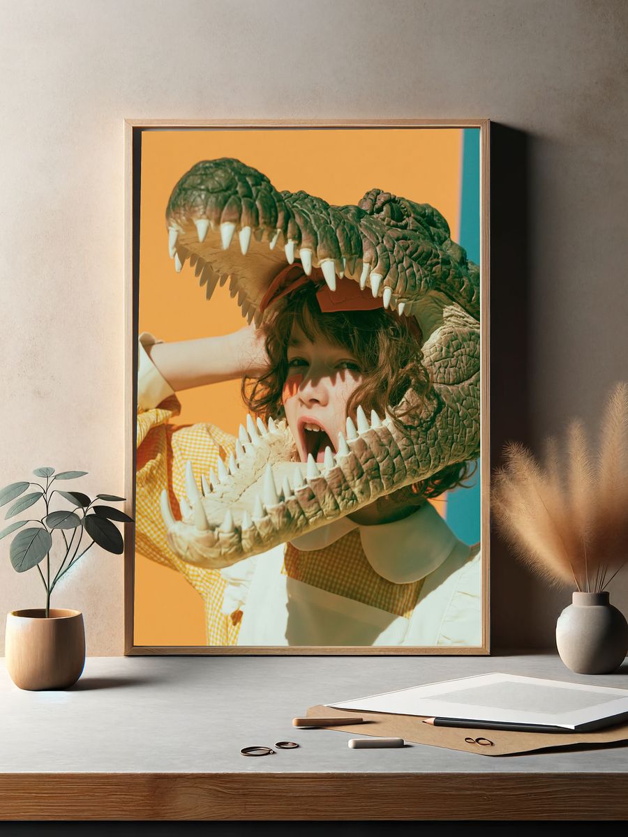 Crocodile Costume Portrait Print. — room view 2