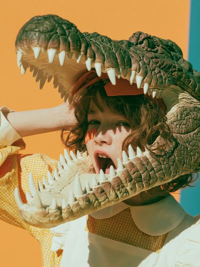 Crocodile Costume Portrait Print. poster print