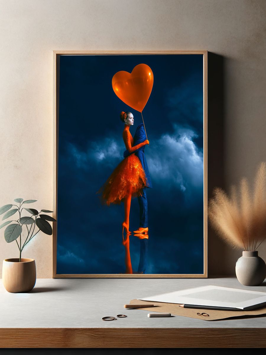 Surreal Fashion Heart Balloon Print. — room view 2