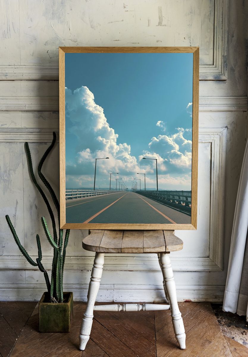 Open Road Bridge Photography Poster. room preview