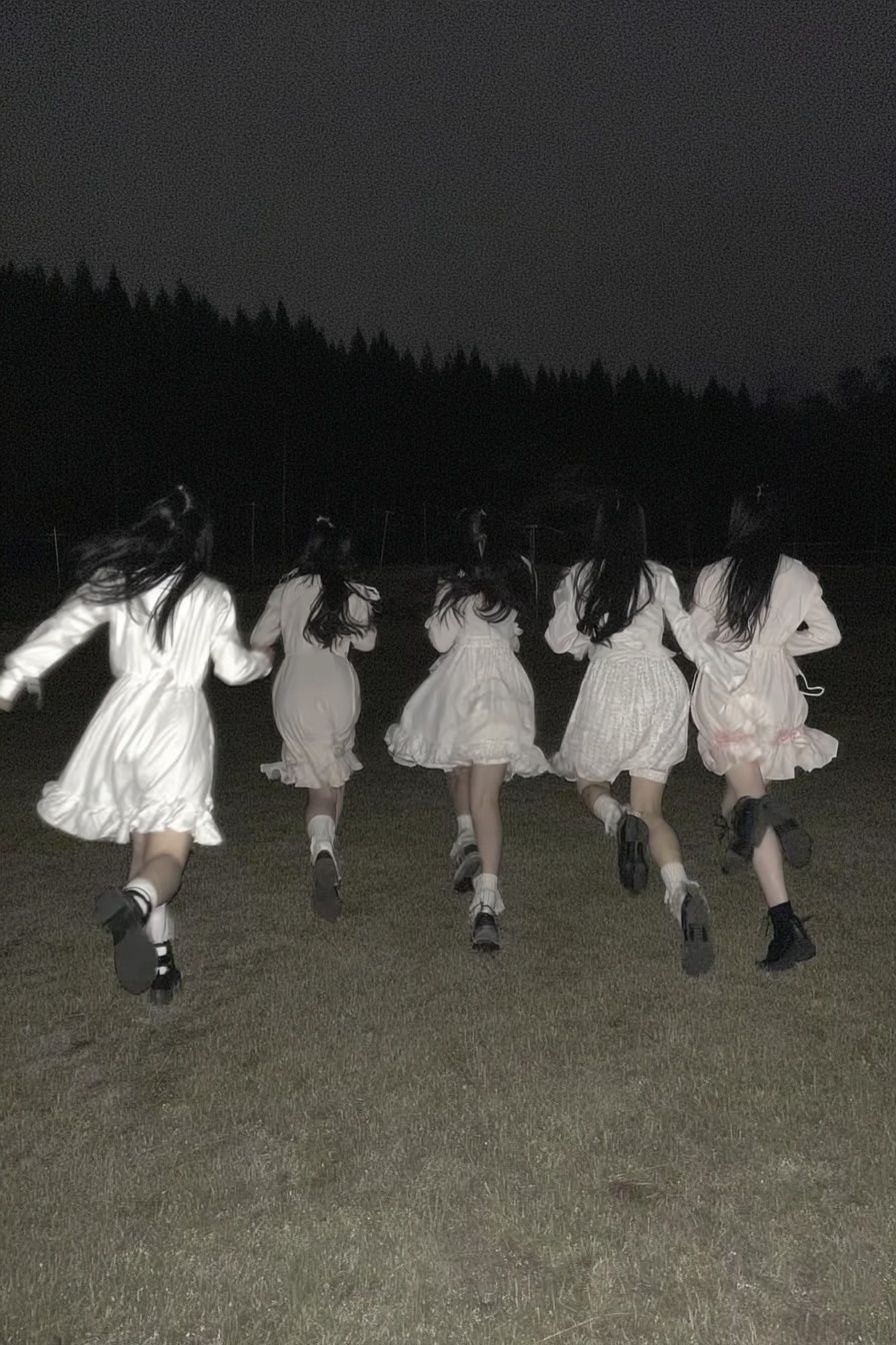 Girls Running at Night Photography Poster. poster — photography art