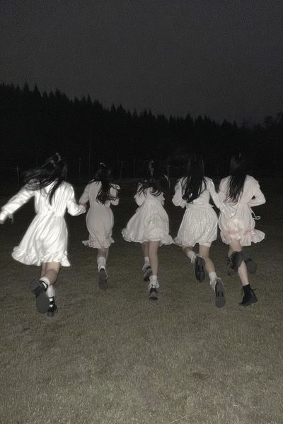 Girls Running at Night Photography Poster. poster