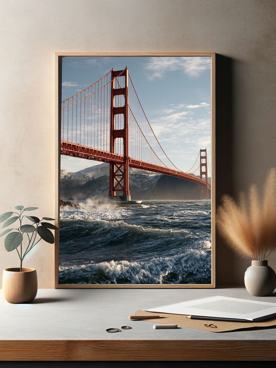 Golden Gate Bridge Landscape Print. — room view 2