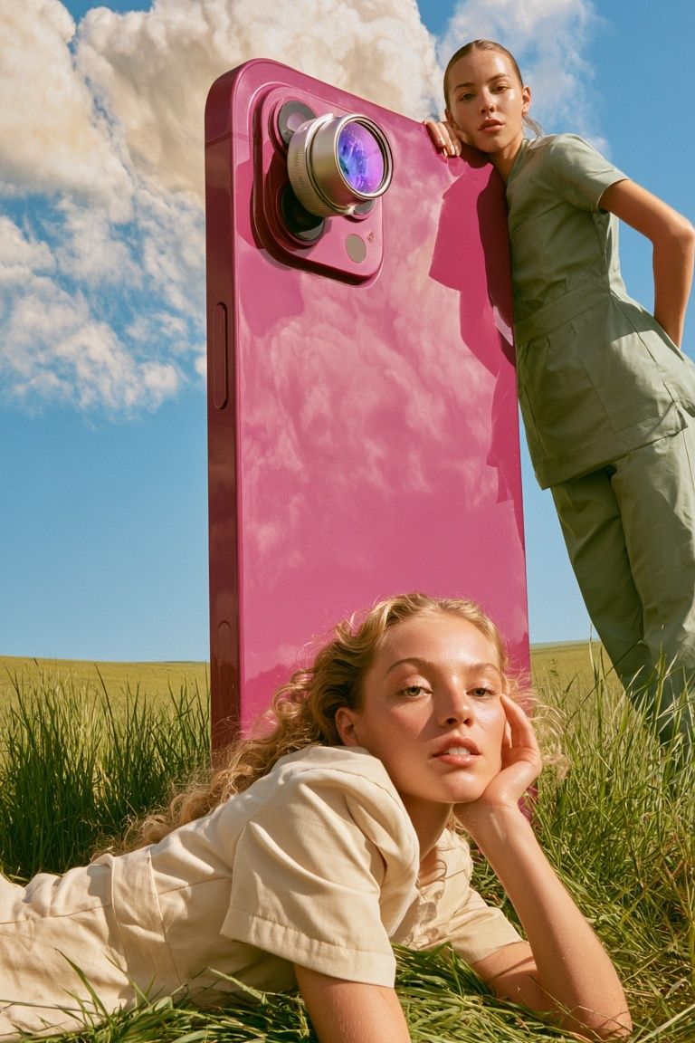 Surreal Pink Camera Portrait Print. poster detail