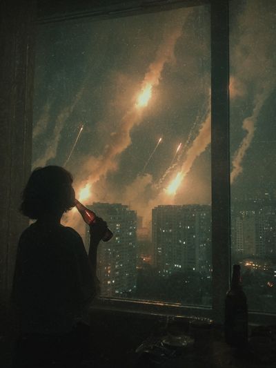 City Fireworks Silhouette Photography Poster. poster print