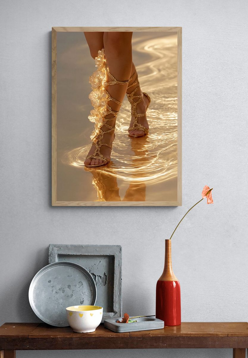 Golden Sandals Photography Poster. — room view 3