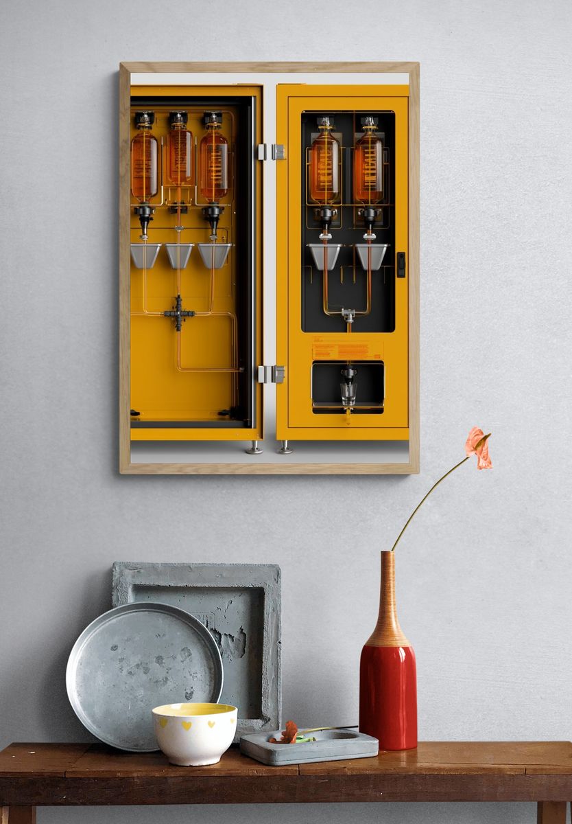 Industrial Coffee Machine Photography Poster. — room view 3
