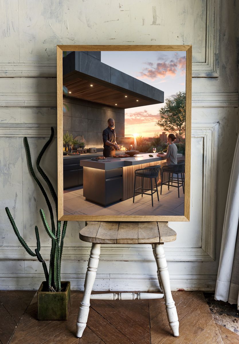 Sunset Rooftop Grill Photography Poster. room preview