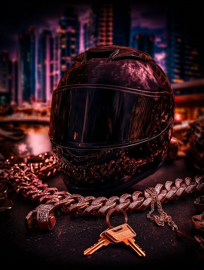 Luxury Helmet Cityscape Photography Poster.