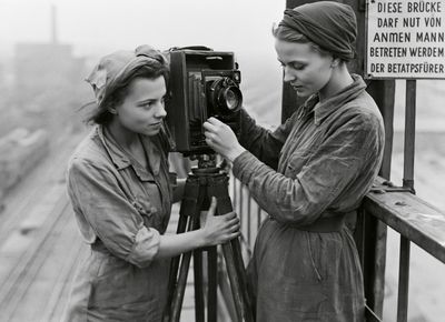 Vintage Women with Camera Poster. poster print