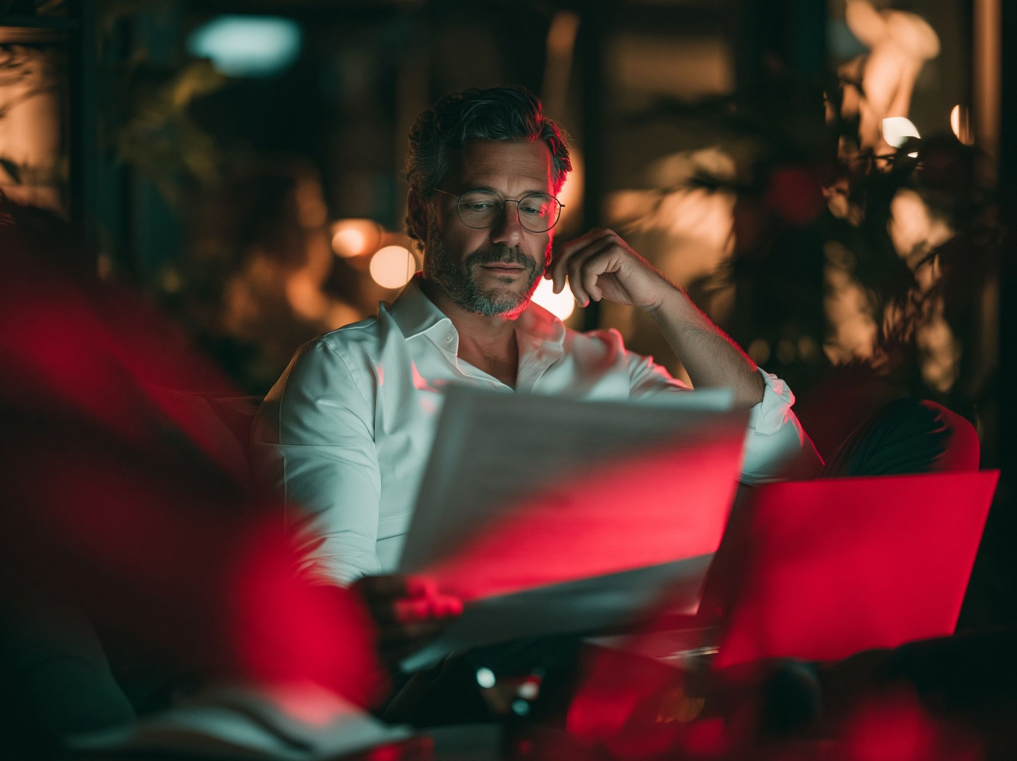 Focused Man at Laptop Photography Poster. poster — photography art