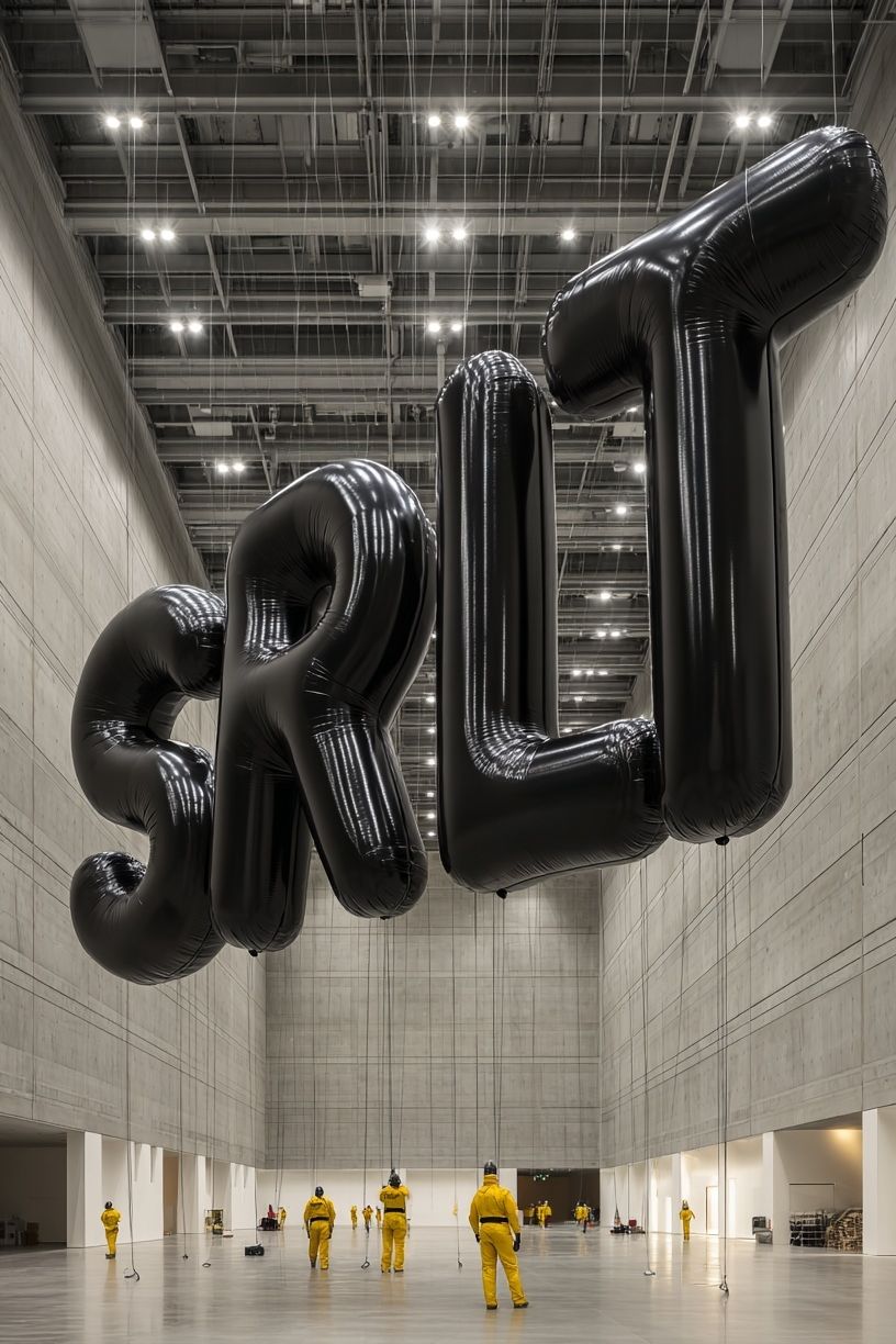 Inflatable Black Letters Photography Poster. poster detail