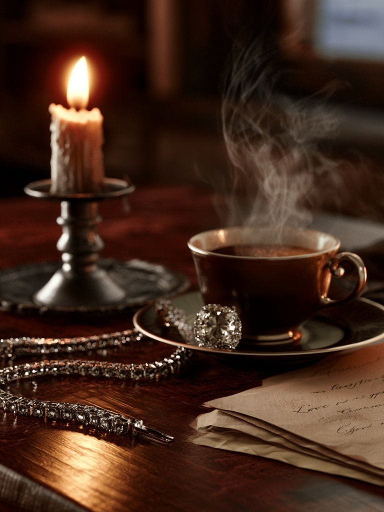 Candlelit Coffee Still Life Poster. poster detail