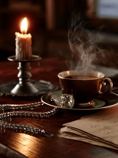 Candlelit Coffee Still Life Poster.