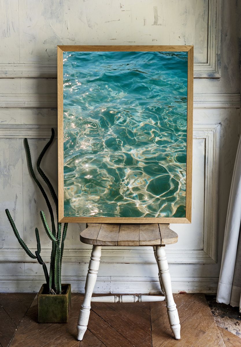 Turquoise Water Ripples Photography Poster. — room view 1