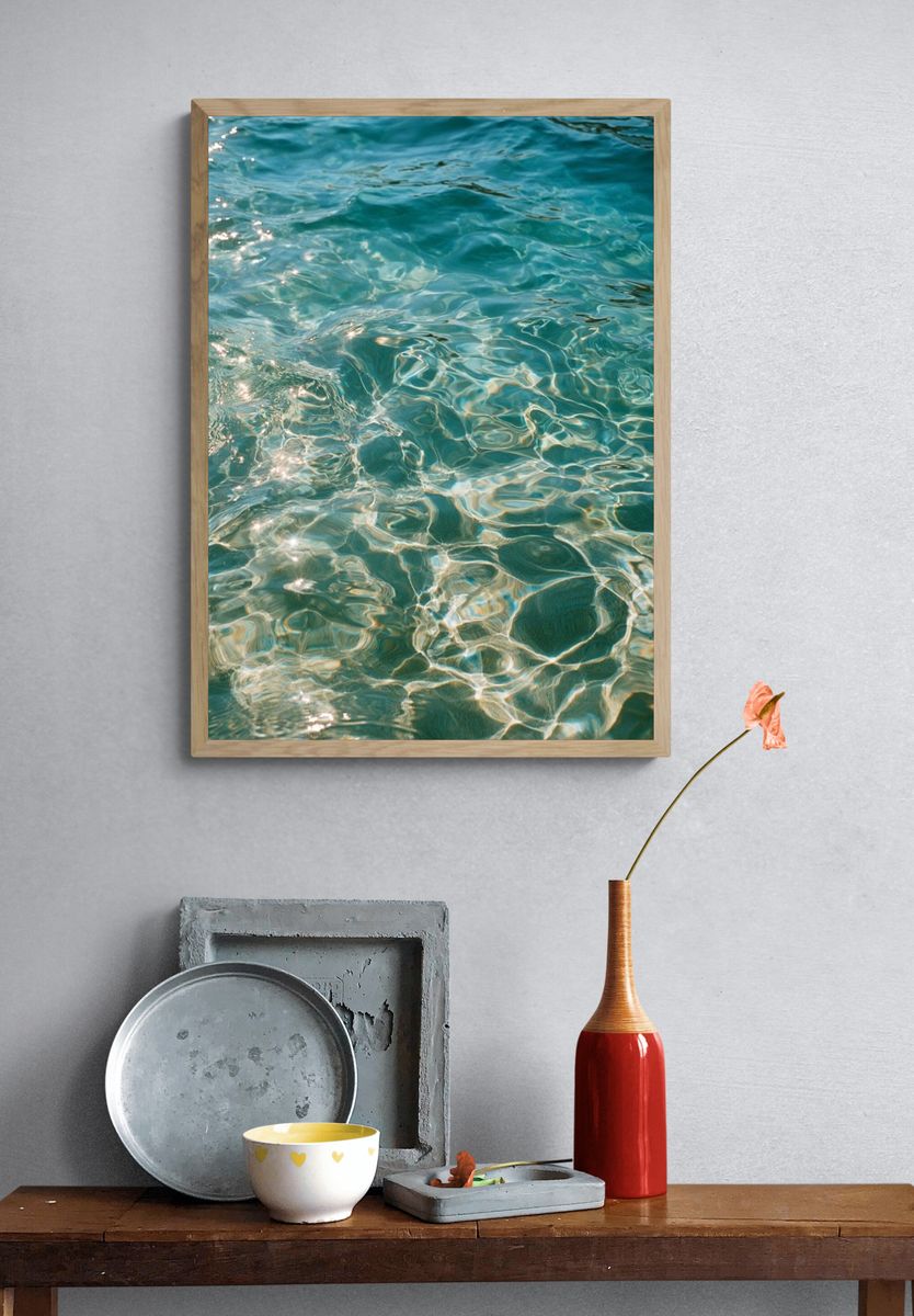 Turquoise Water Ripples Photography Poster. — room view 3