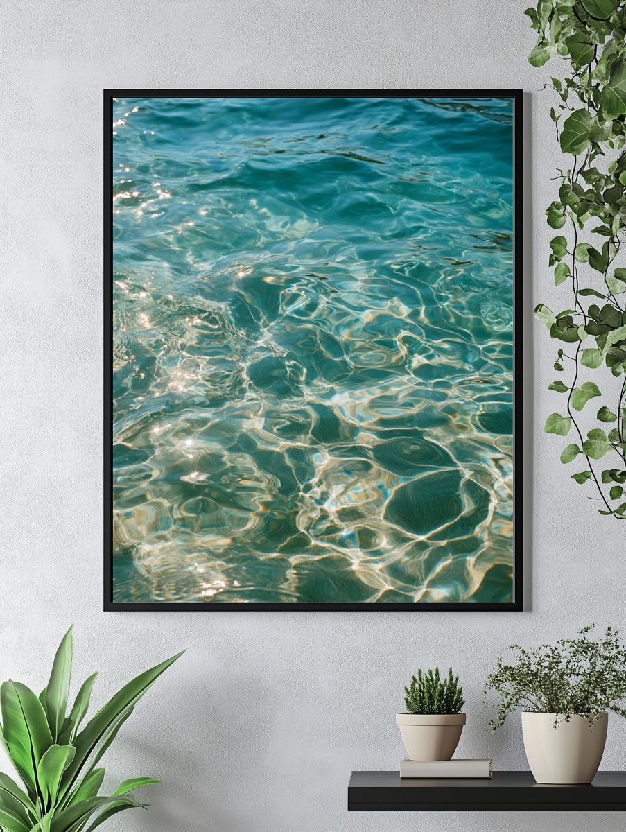 Turquoise Water Ripples Photography Poster. — room view 4