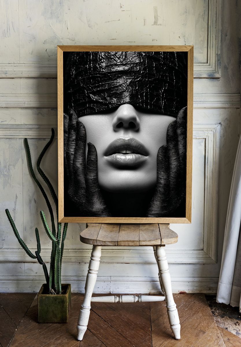 Monochrome Glam Portrait Print. — room view 1
