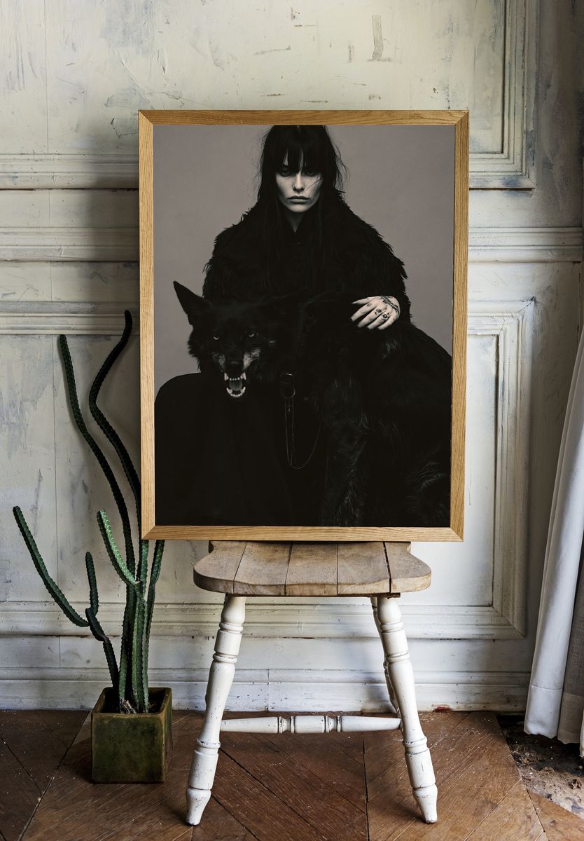 Gothic Wolf Portrait Photography Poster. — room view 1