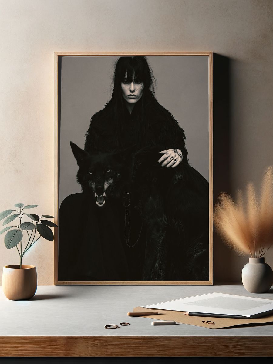 Gothic Wolf Portrait Photography Poster. — room view 2