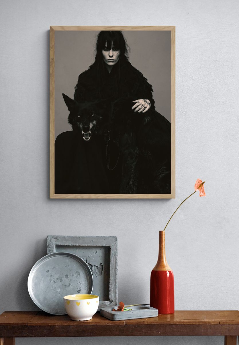 Gothic Wolf Portrait Photography Poster. — room view 3