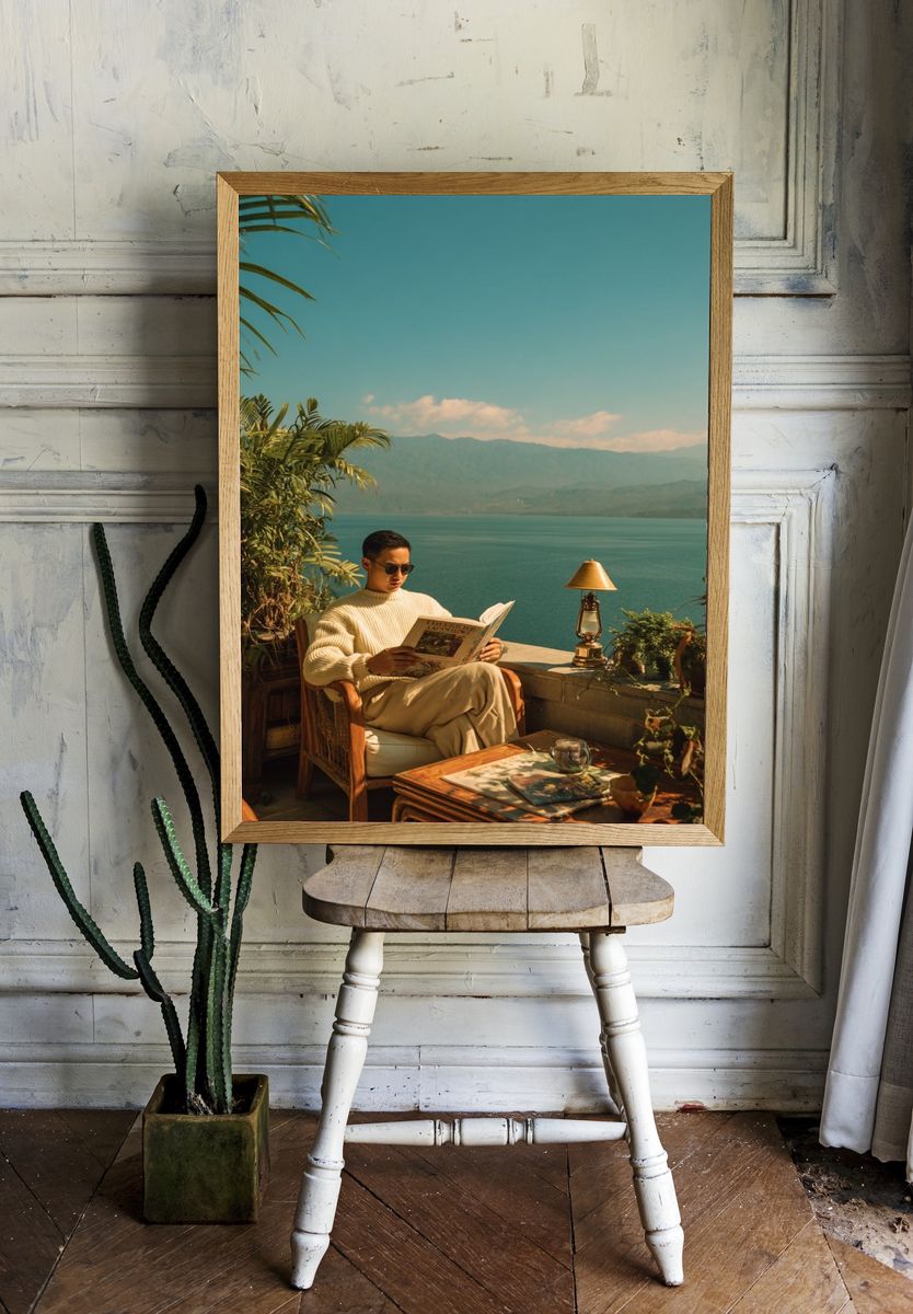 Lakeside Reading Retreat Photography Poster. — room view 1