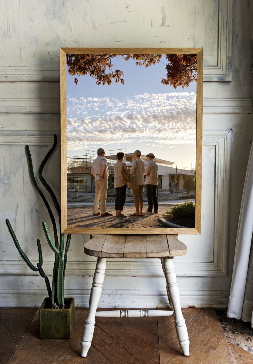 Sunset Home Build Photography Poster. — room view 1