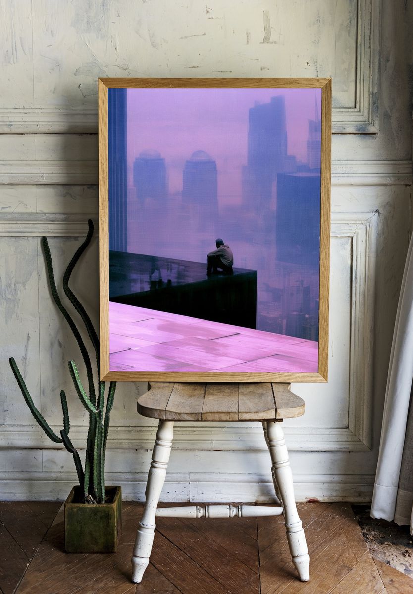 Dreamy City Rooftop Photography Poster. room preview