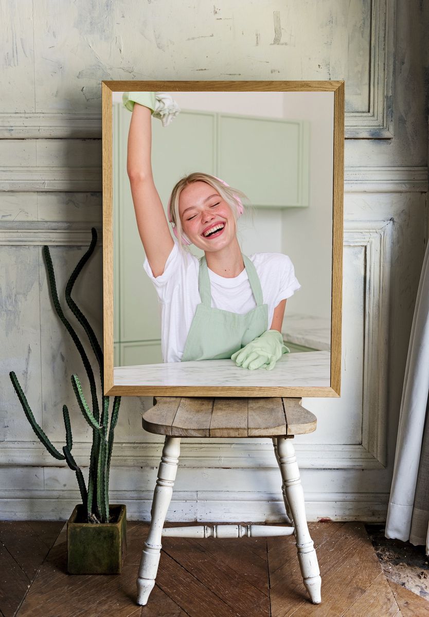 Joyful Kitchen Cleaning Photography Poster. — room view 1