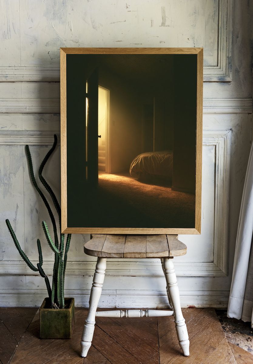 Moody Bedroom Doorway Photography Poster. — room view 1