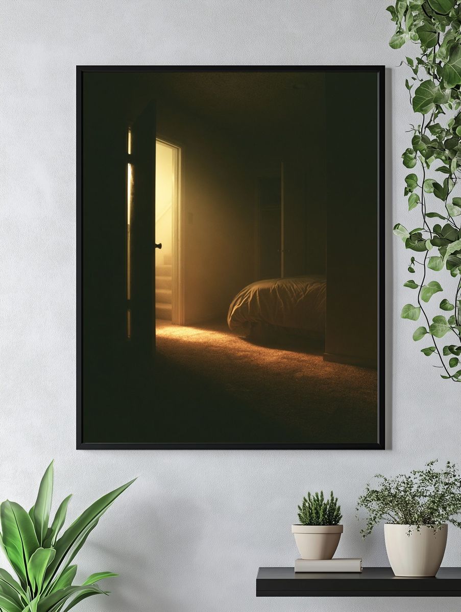 Moody Bedroom Doorway Photography Poster. — room view 4