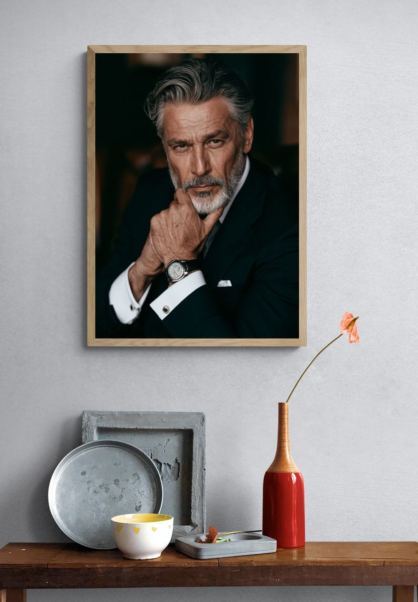 Silver-Haired Gentleman Portrait Print. — room view 3