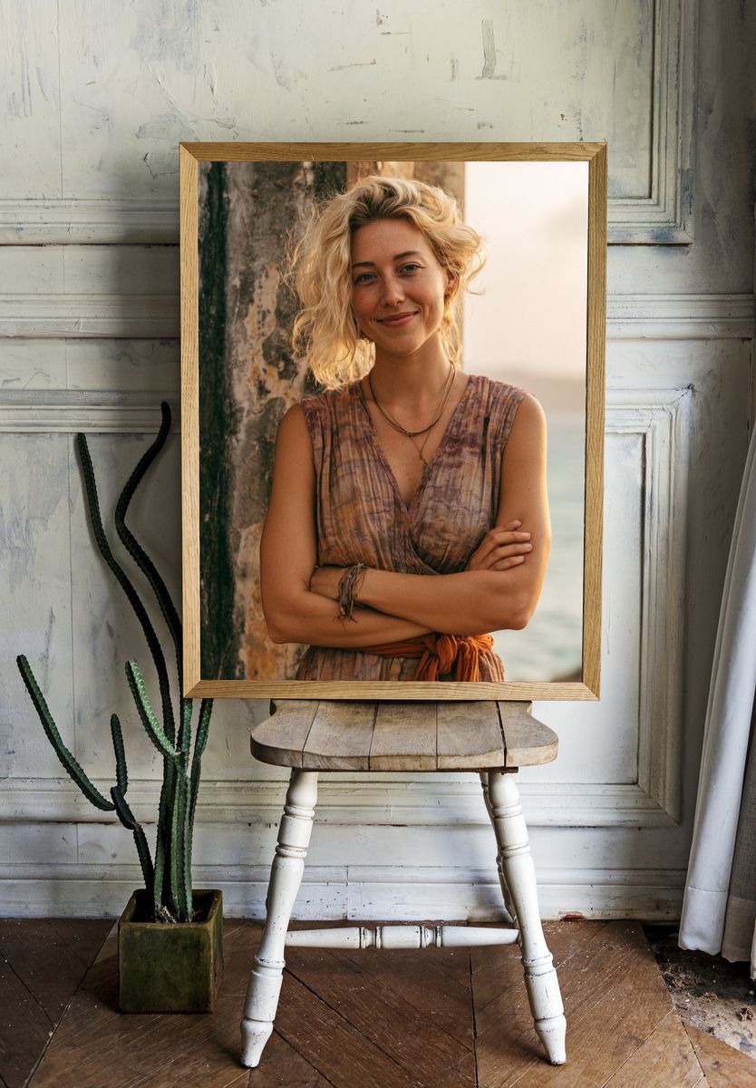 Sunlit Coastal Portrait Print. room preview