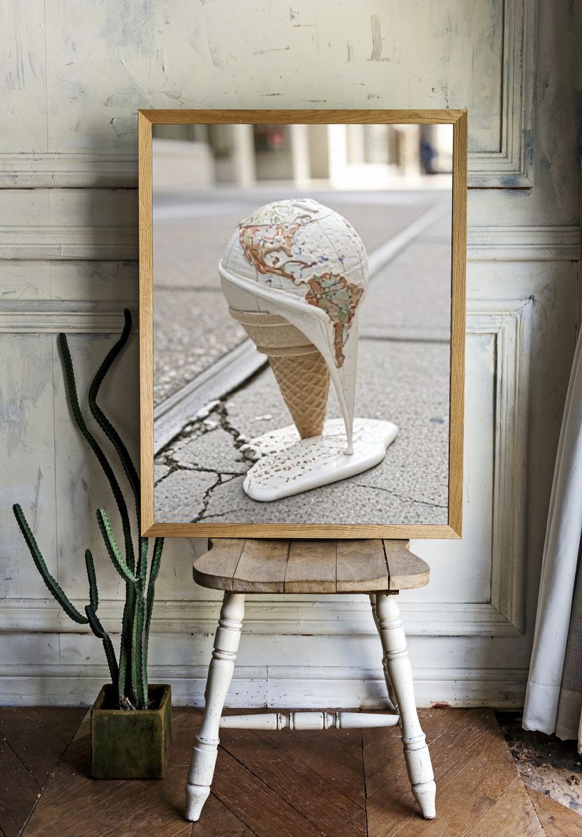 Melting Ice Cream Globe Photography Poster. room preview