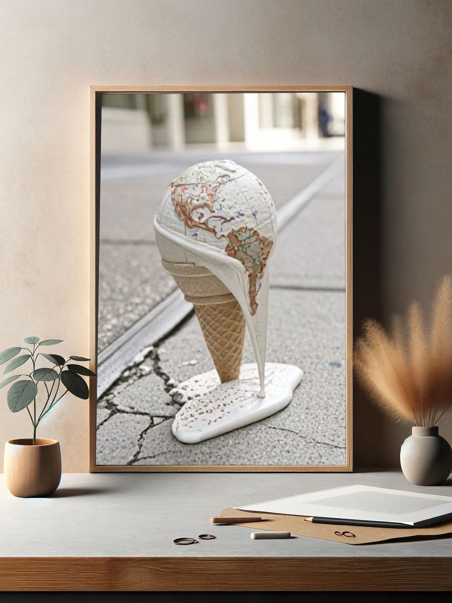 Melting Ice Cream Globe Photography Poster. — room view 2