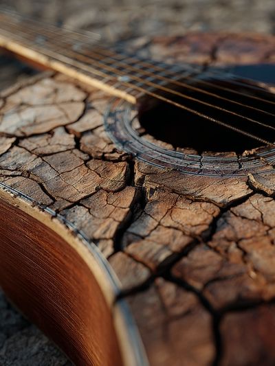 Weathered Guitar Close-Up Photography Poster. poster