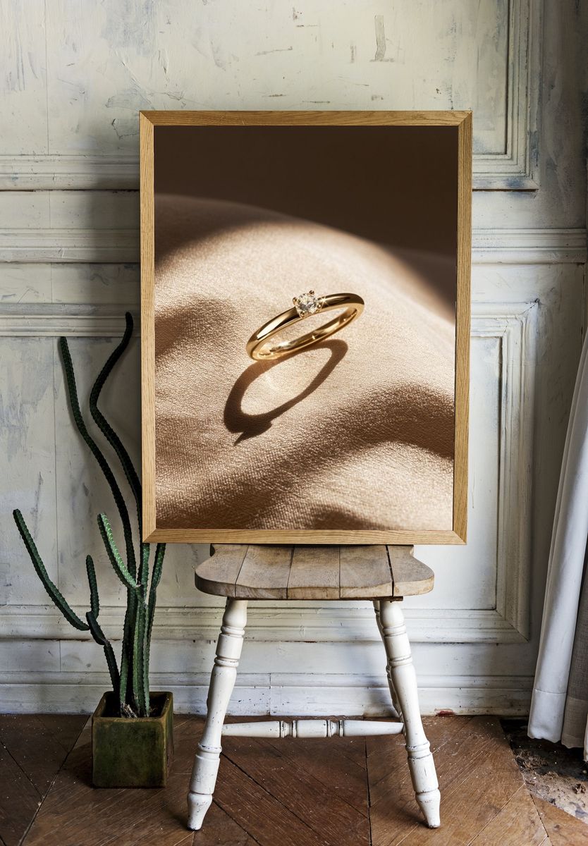 Gold Diamond Ring Photography Poster. — room view 1
