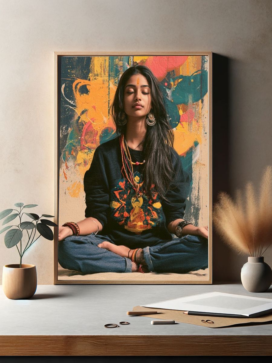 Meditative Woman Portrait Print. — room view 2