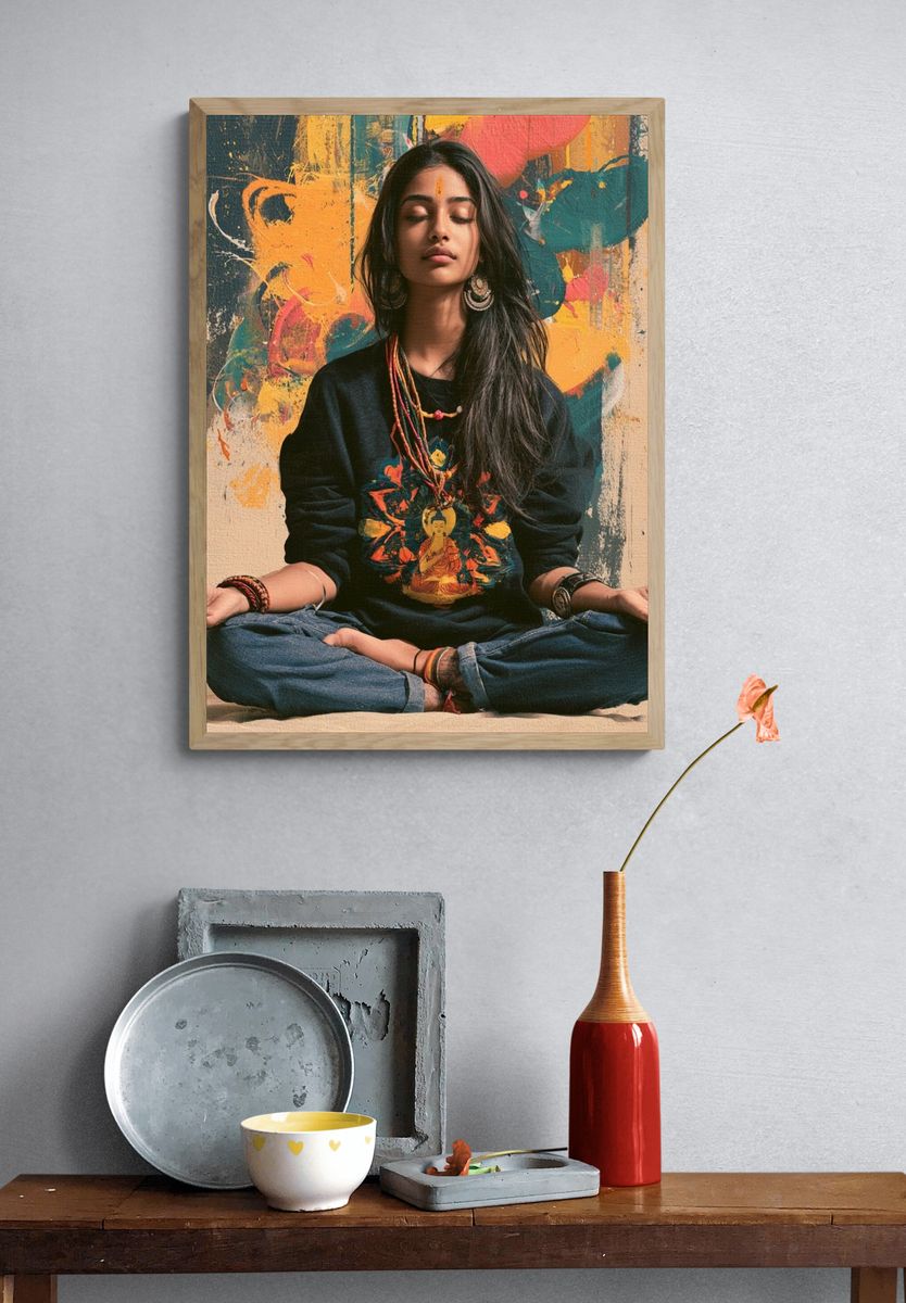 Meditative Woman Portrait Print. — room view 3