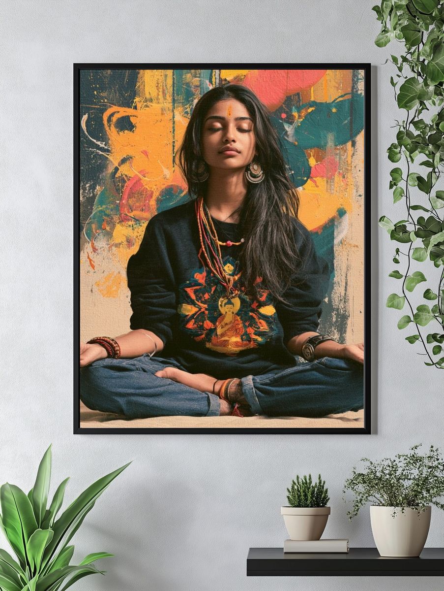 Meditative Woman Portrait Print. — room view 4