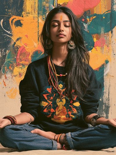 Meditative Woman Portrait Print.