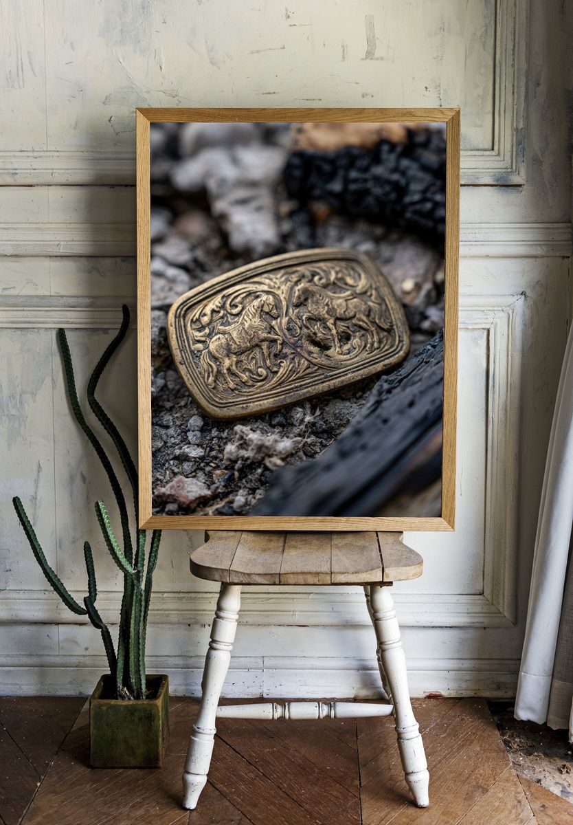 Antique Horse Belt Buckle Photography Poster. room preview