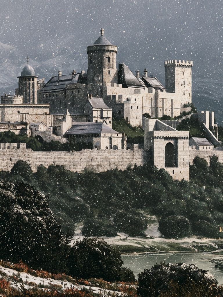 Snowy Castle Fortress Photography Poster. poster — photography art