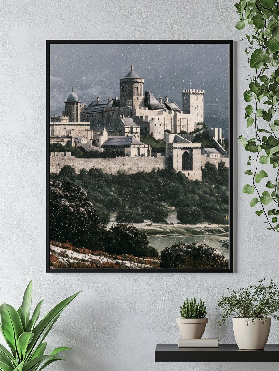 Snowy Castle Fortress Photography Poster. — room view 4